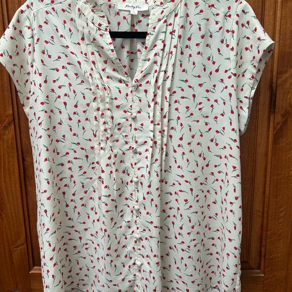 Cute pleated blouse with delicate rosebud print Xl from stitchfix/ Monday fun - Picture 4 of 6